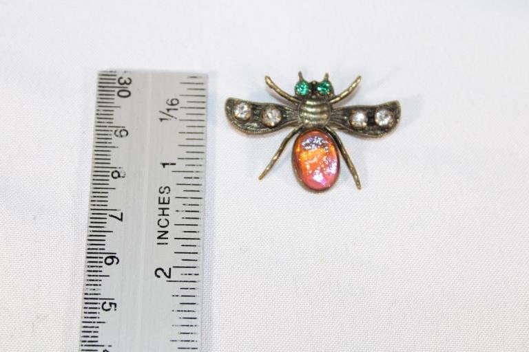 Rare Dragons Breath Art Nouveau Bug Brooch Brass (1 of 2)