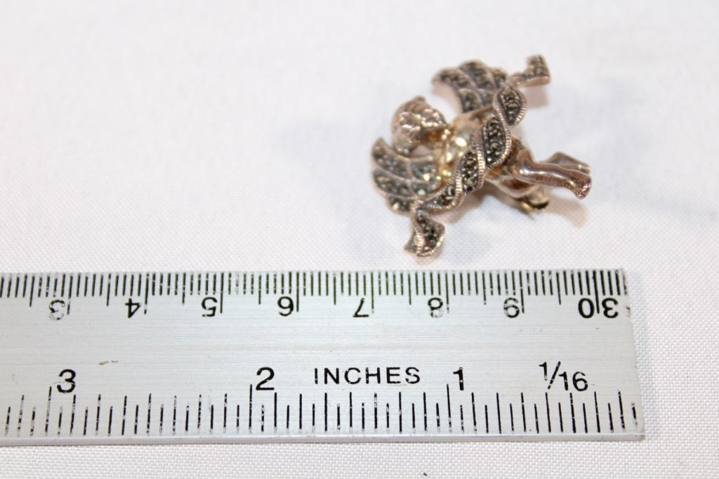 Judith Jack Sterling Marcasite Angel pin: good overall condition
