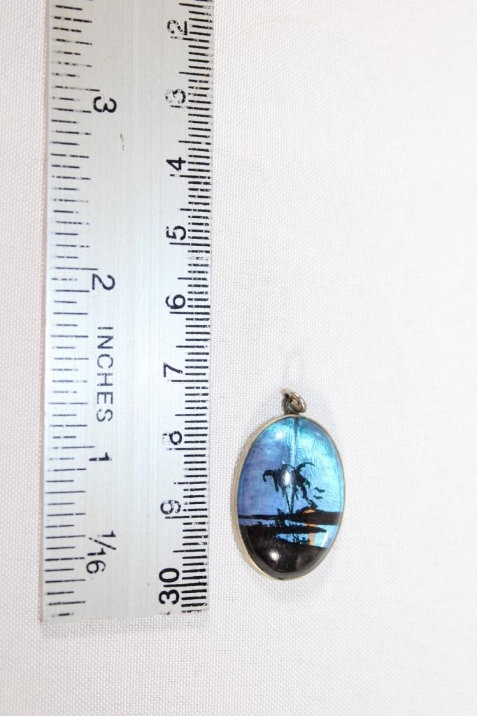 Morpho Butterfly Oval charm: good overall condition