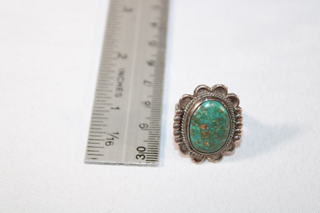 Sz 9.25 Green Turquoise Sterling Ring (1 of 2)