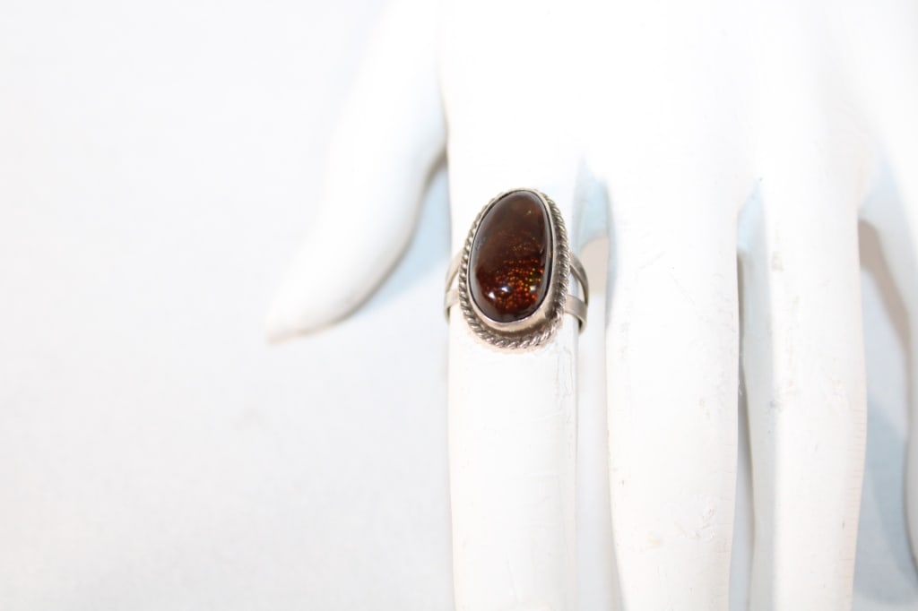 Sterling Mexico Fire Agate sz6.5 ring (1 of 2)