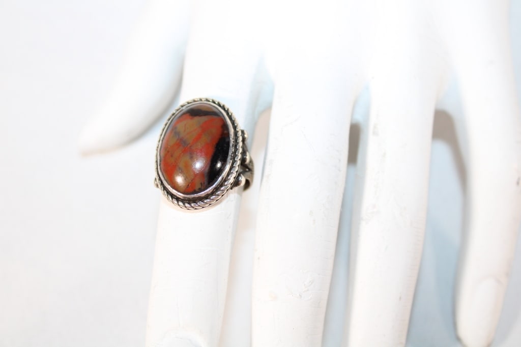 Sz6.5 Sterling Petrified wood ring (1 of 2)