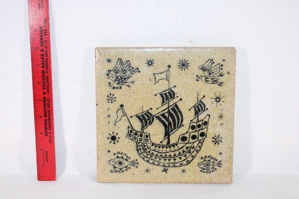 Large PORSGRUND Norway 1969 trivet/tile: Good Overall Condition