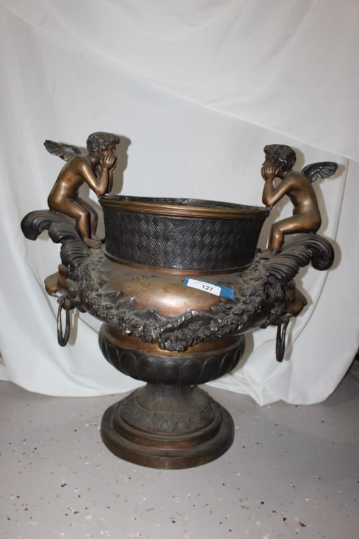 Cast Bronze Cherub Planter (1 of 3)