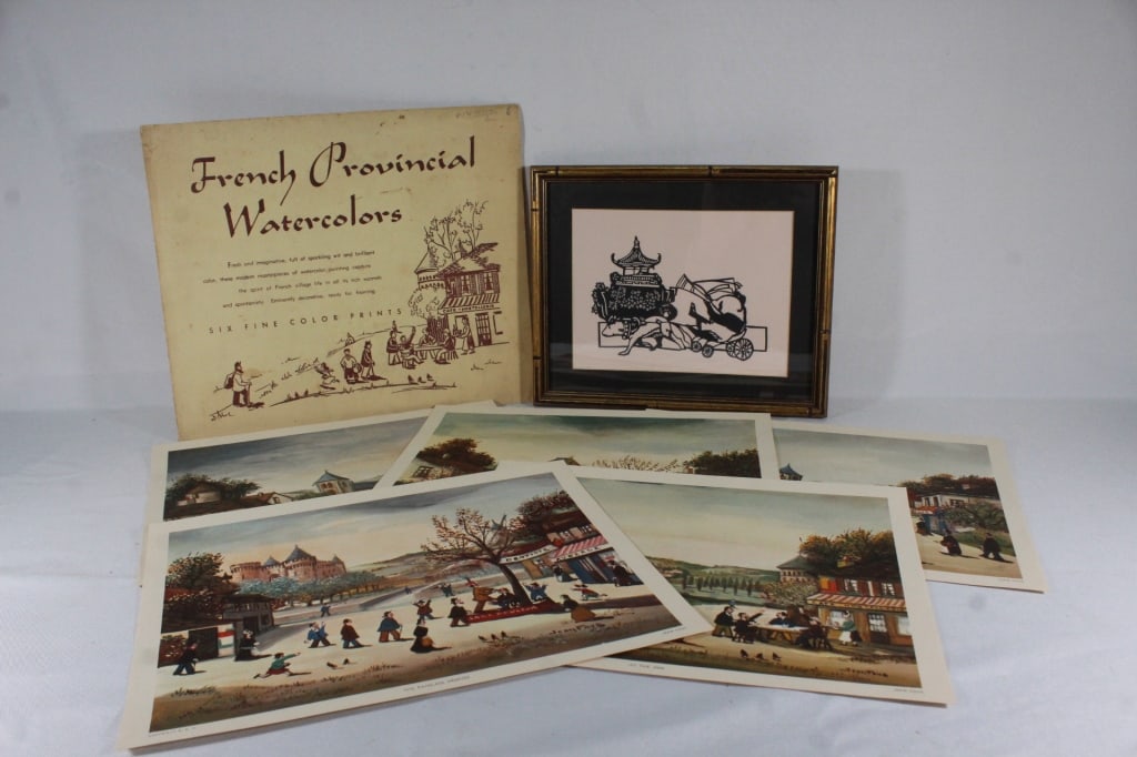 Set of 6 French Prints & Oriental Framed Art (1 of 3)