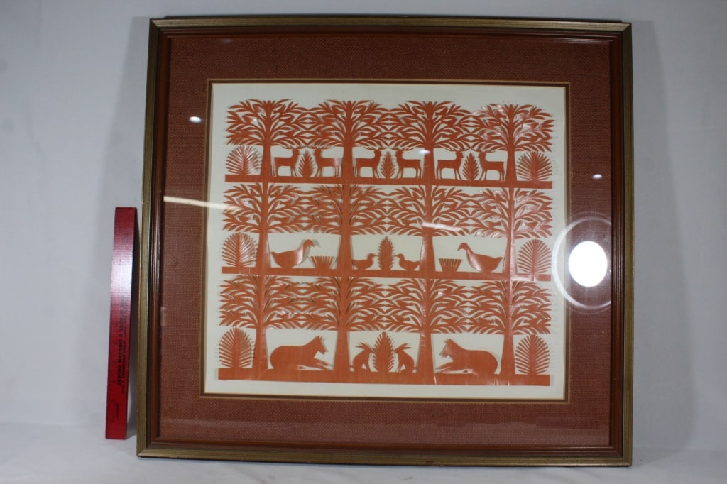 Folk Art style paper cut out framed artwork (1 of 2)