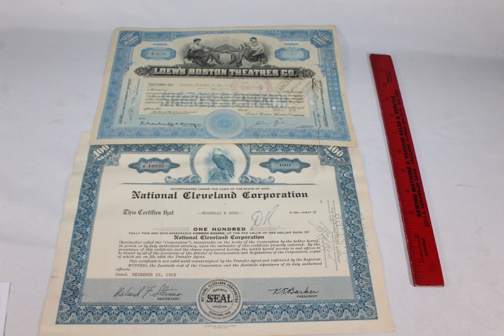 LOEWS Boston Theatres Co.-National Cleveland Stock: Ephemera dated 1929 Good overall as pictured