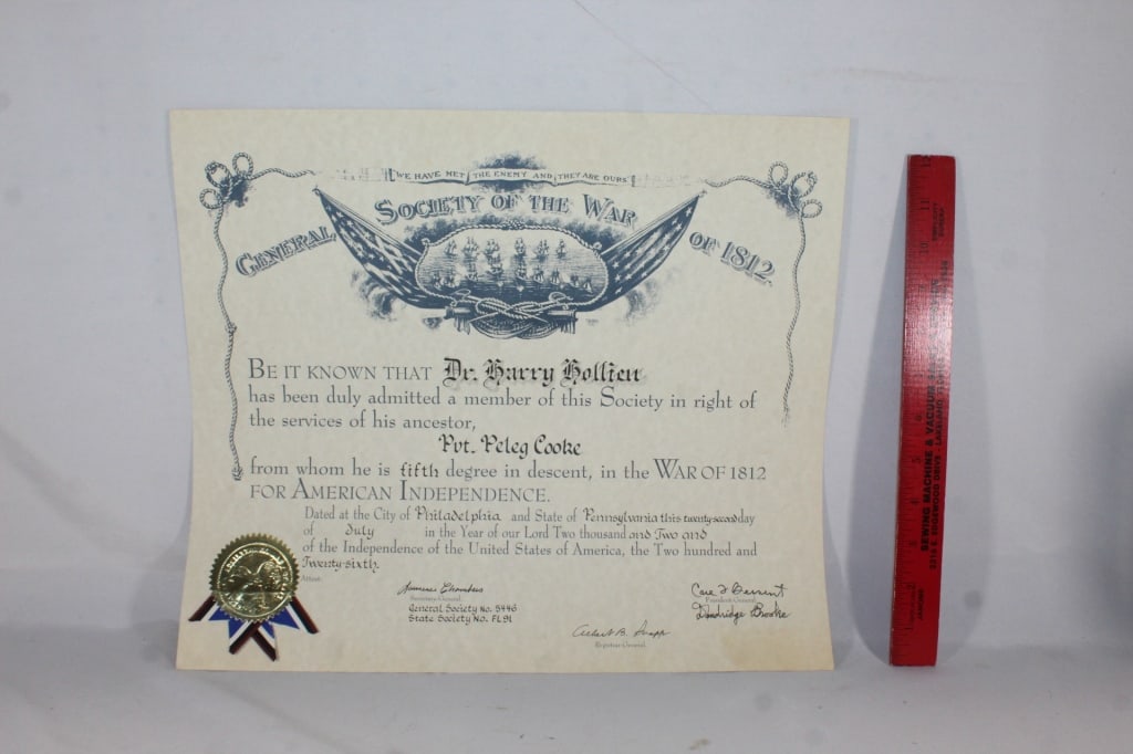 General Society of the war of 1812 (1 of 3)