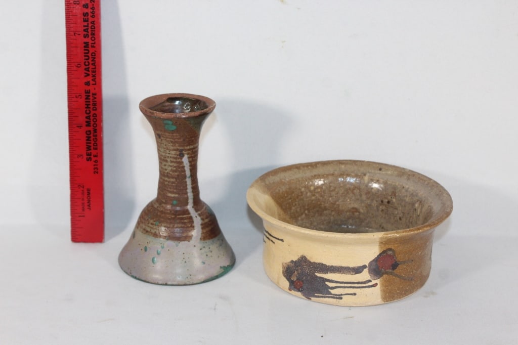 Two VTG clay pieces, one signed 1980: Good overall as pictured