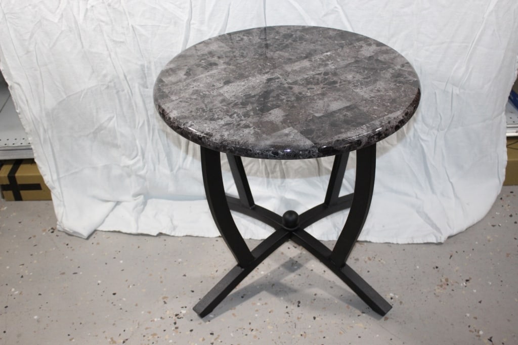 Faux marble top and Metal Side Table (1 of 2)