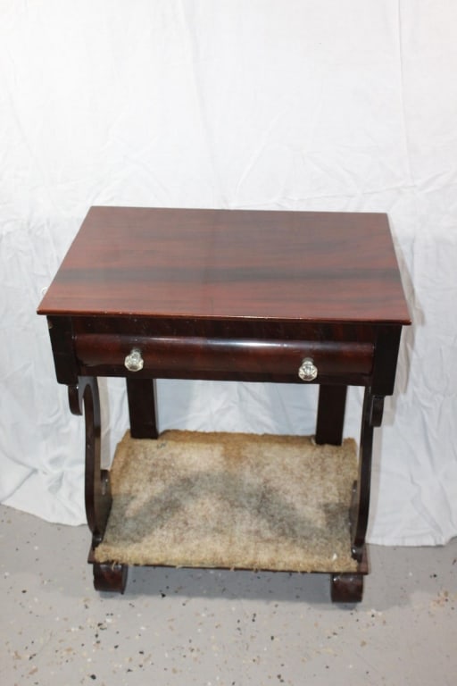 Small Antique Wood Table-Glass Knobs -as is: Good overall as pictured