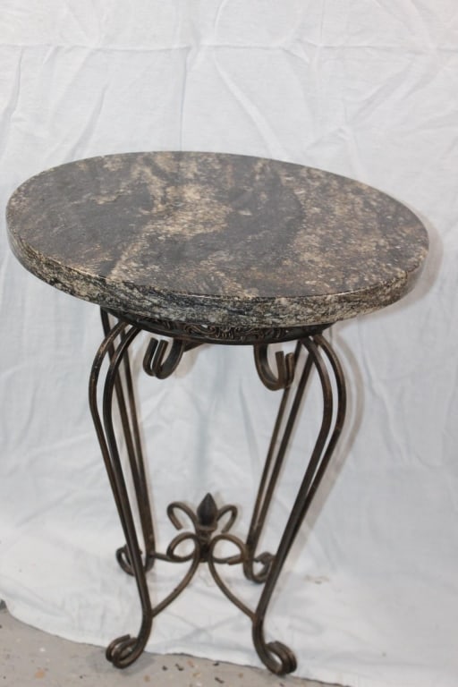 Small Metal and Stone Plant Stand - 3 Pieces (1 of 2)