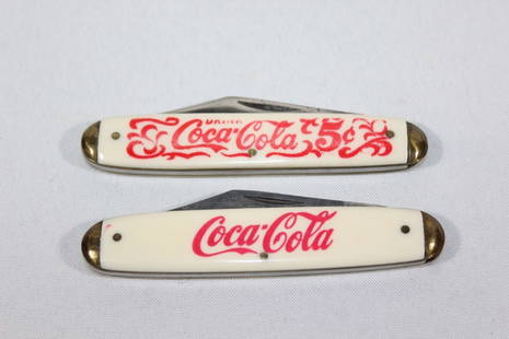 Vintage Coca-Cola - Bone Pocket Knife set of 2: Good overall as pictured.