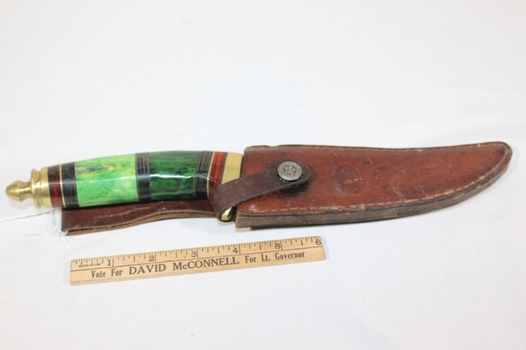 Chipaway Cutlery Hand Forged w/ bone handle knife: Beautiful knife with bone handle with leather strap marked Chipaway Cutlery - size 13inches to tip of the knife. Good overall as pictured.