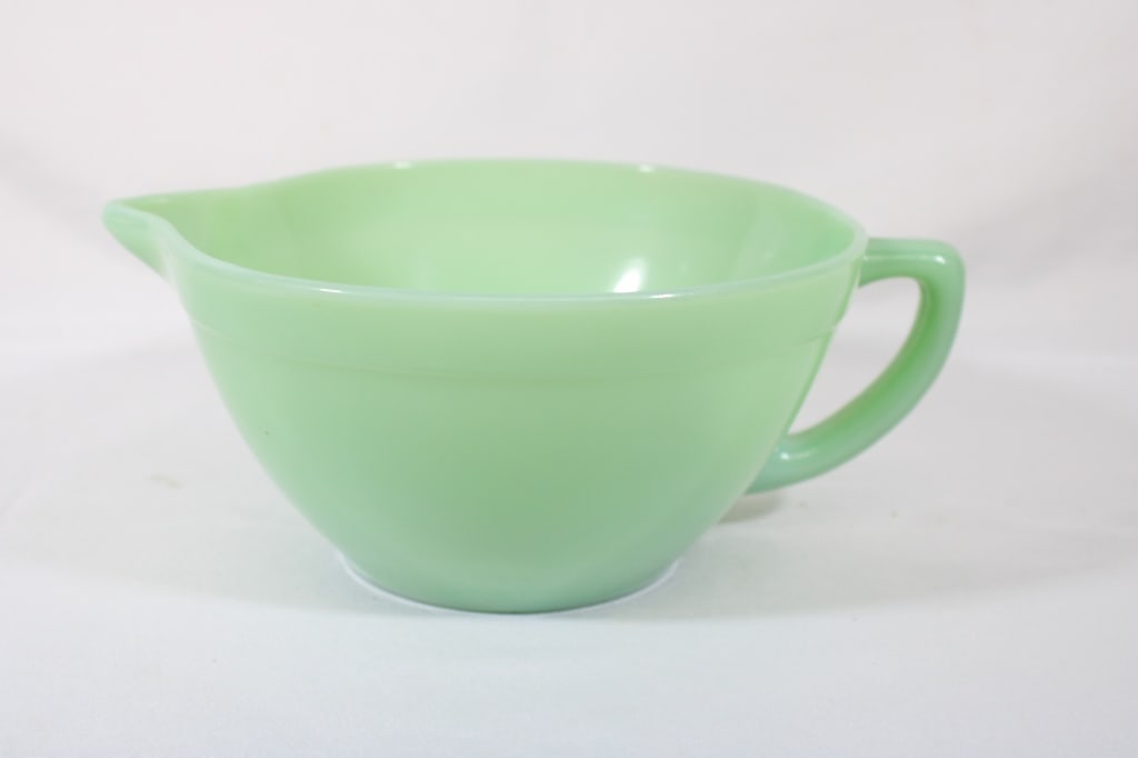 Fire King Jadeite Handled Batter Bowl w/ Spout (1 of 3)