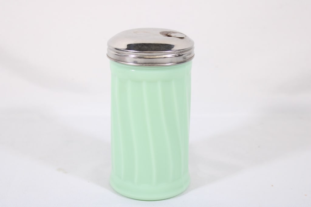 Jadeite Sugar Shaker Jar w/ Metal Pour Lid (1 of 3)