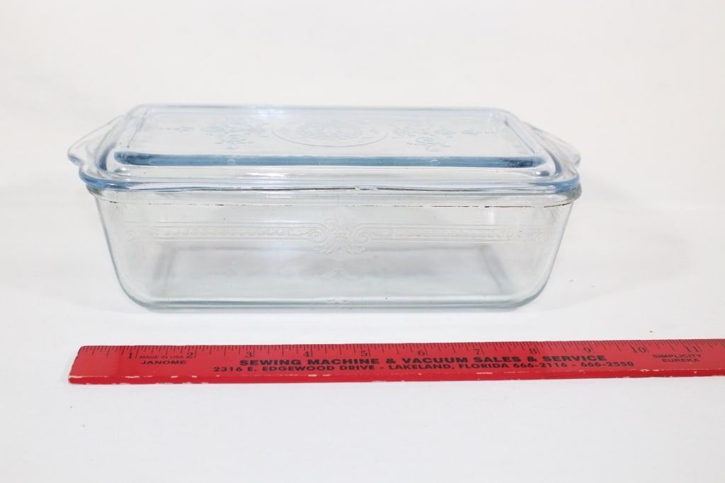 Vtg Fire King Philbe Glass Lidded Loaf Pan (1 of 4)