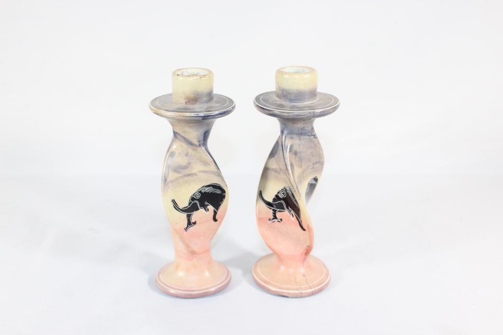 Soapstone Twisted Candle Holders (1 of 3)