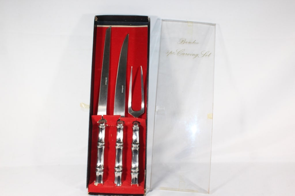 Goodwood Vintage Bamboo Metal Carving Set: good overall as pictured