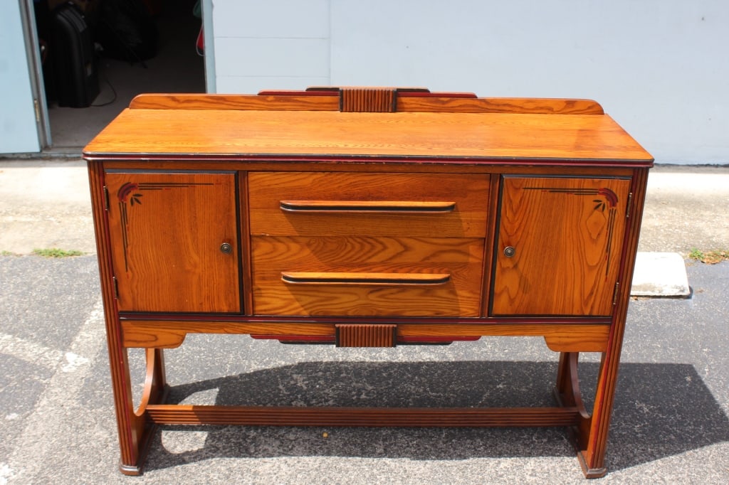 Antique Tiger Oak Art Deco Buffet (1 of 5)