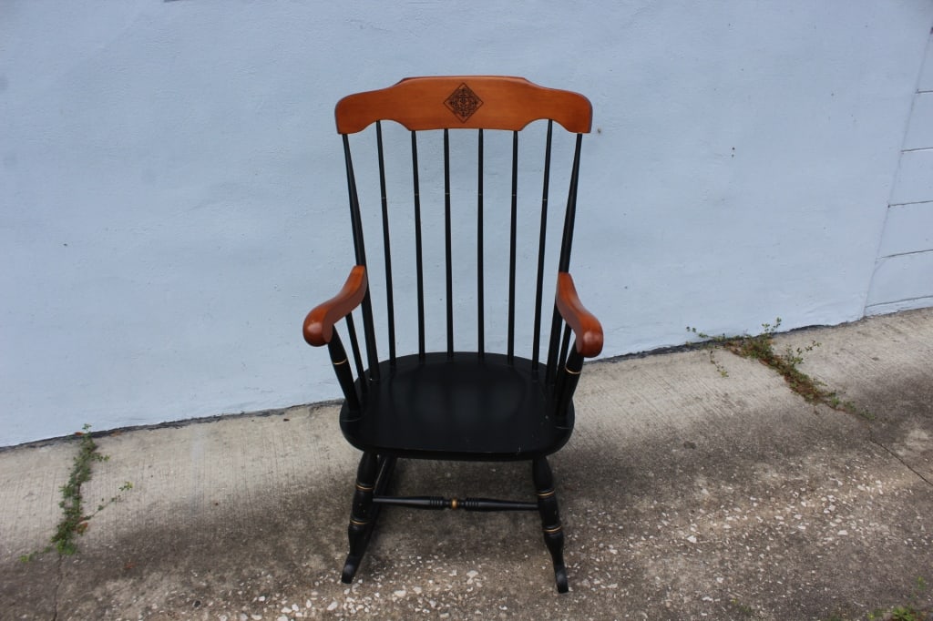 Valencia Community College Wooden Rocking Chair: Spindle broken, otherwise good overall as pictured
