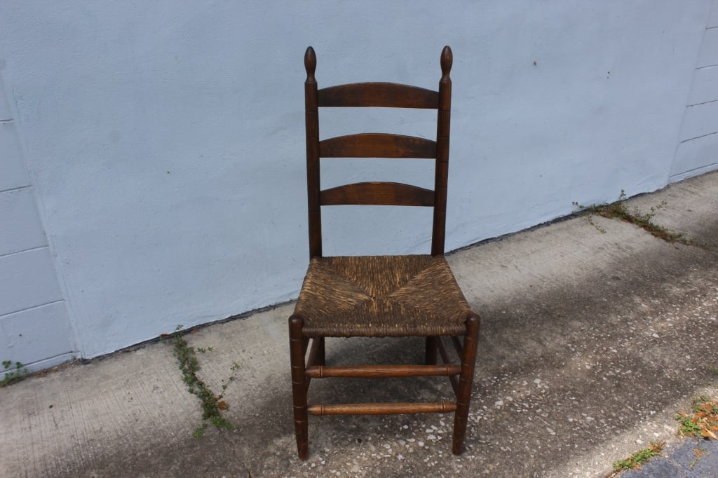 Antique Rush Bottom Oak side chair (1 of 3)
