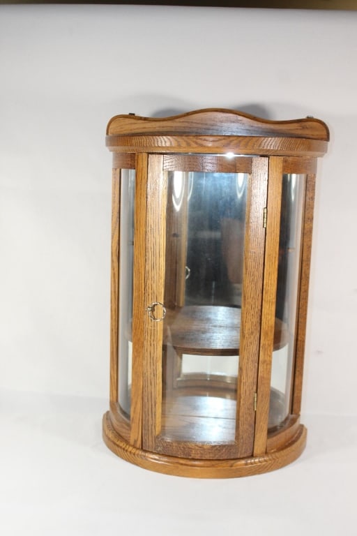 Small Knick-Knack Wall Mount Oak Cabinet (1 of 4)