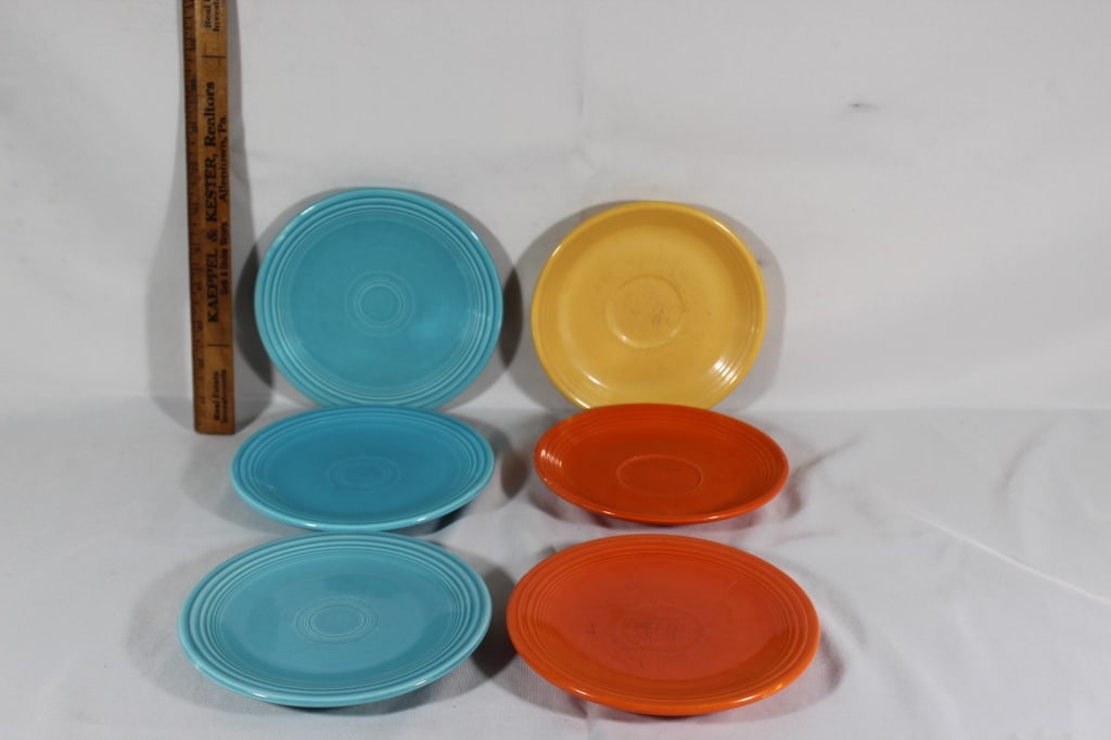 6 Fiestaware Saucers: good overall as pictured