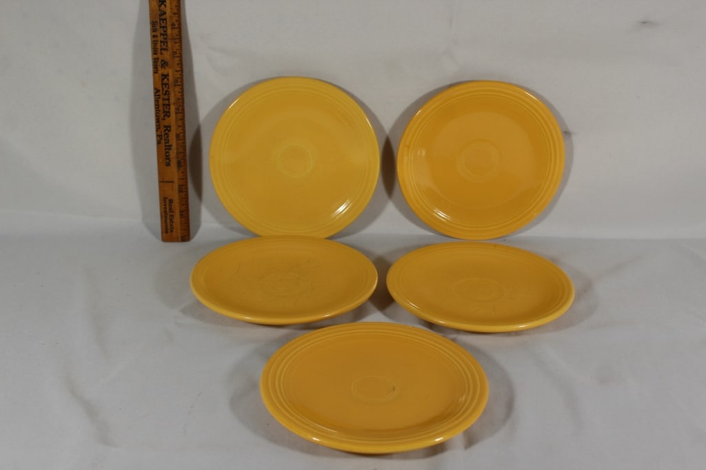 5 yellow Fiestaware Saucers: good overall as pictured