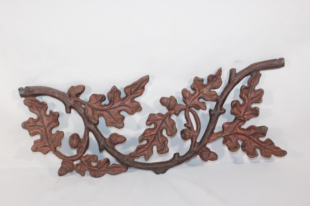 Wrought Iron Oak Branch: Good overall as pictured. Measures about 21" x 9" .