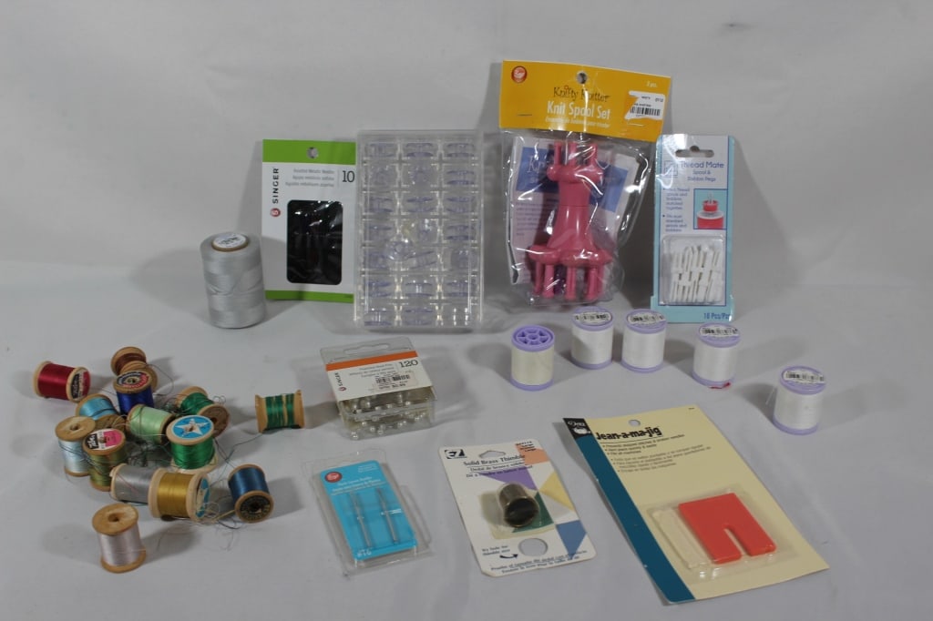 Lot of Sewing Supplies - Knit spool set etc.: Good overall as pictured.