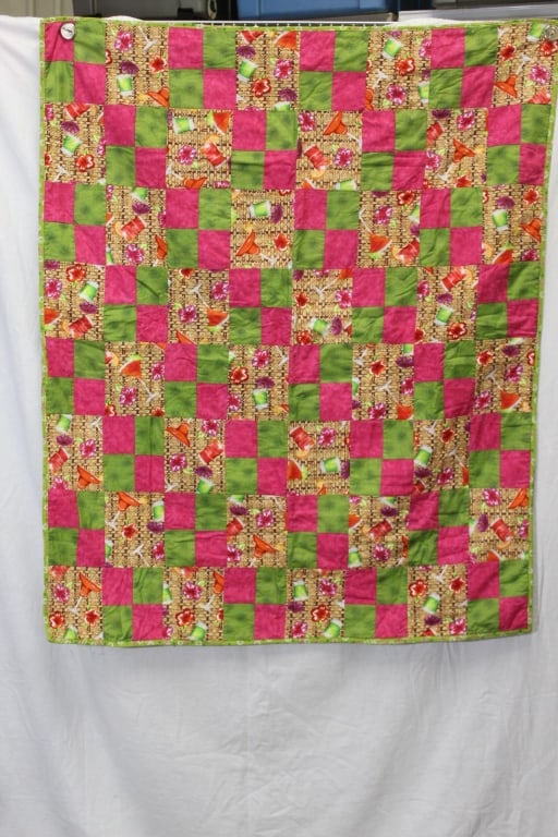 Bright Colored Hand Made Cocktail Quilt (1 of 3)