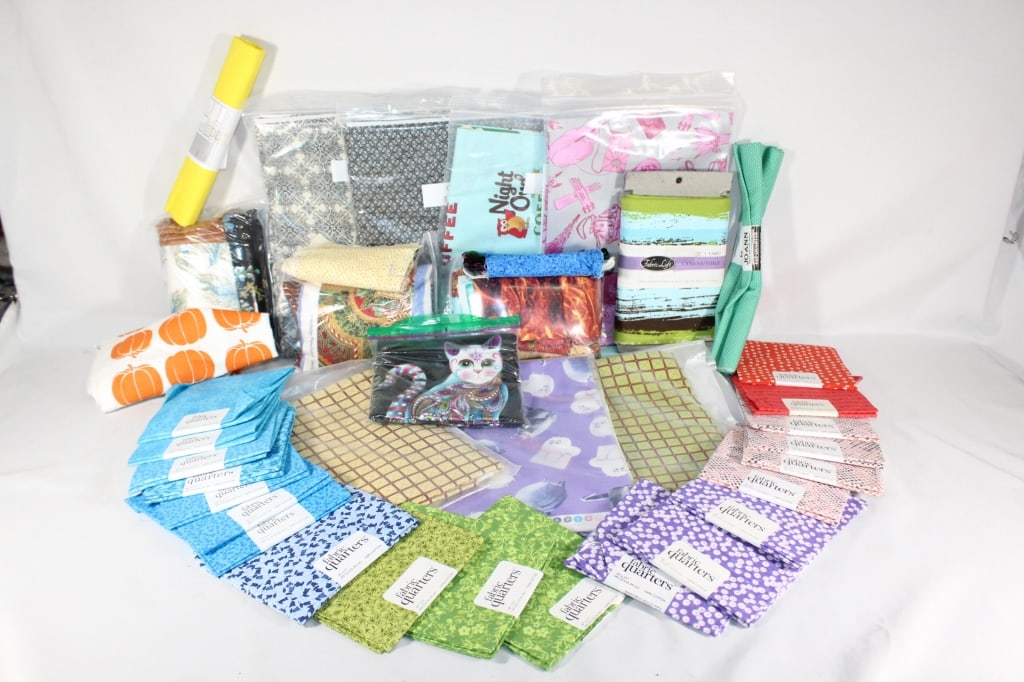 10 pounds of assorted quilting fabric: Good overall as pictured.