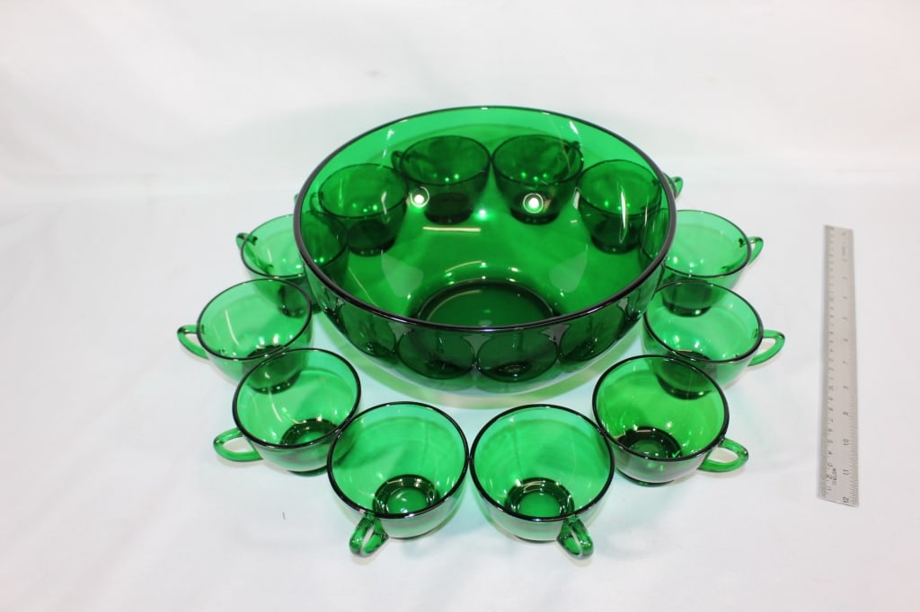 Mid Century Anchor Hocking Punch Bowl & Cups (1 of 2)