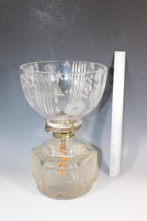 Oil Lamp & Clear Glass Lantern Shade (1 of 3)
