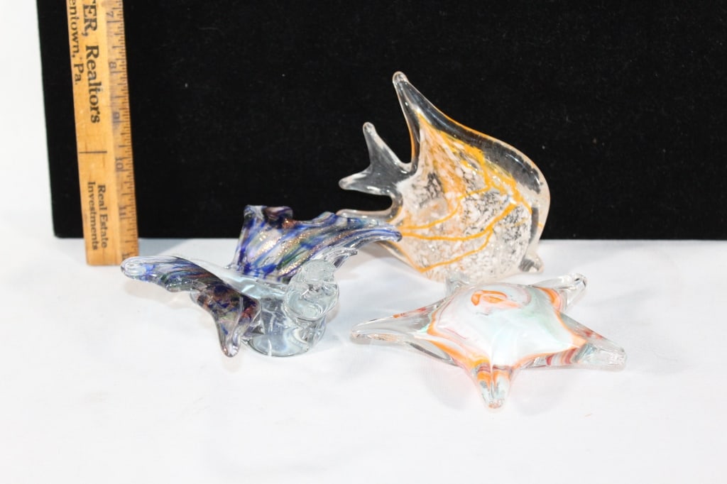 Three hand blown glass paper weights (1 of 4)