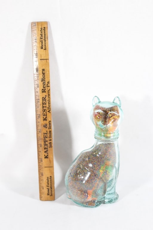 VTG Vetreria Italian glass cat colored sand art: Good overall as pictured