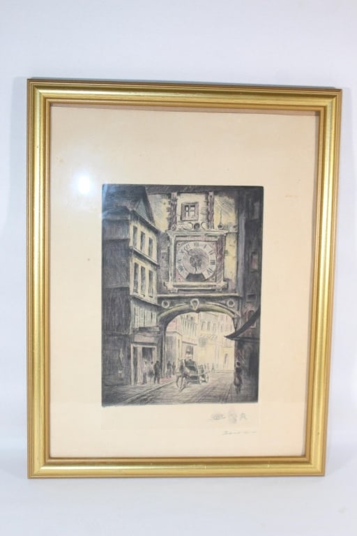 Antique Signed Hand Colored European Scene (1 of 6)