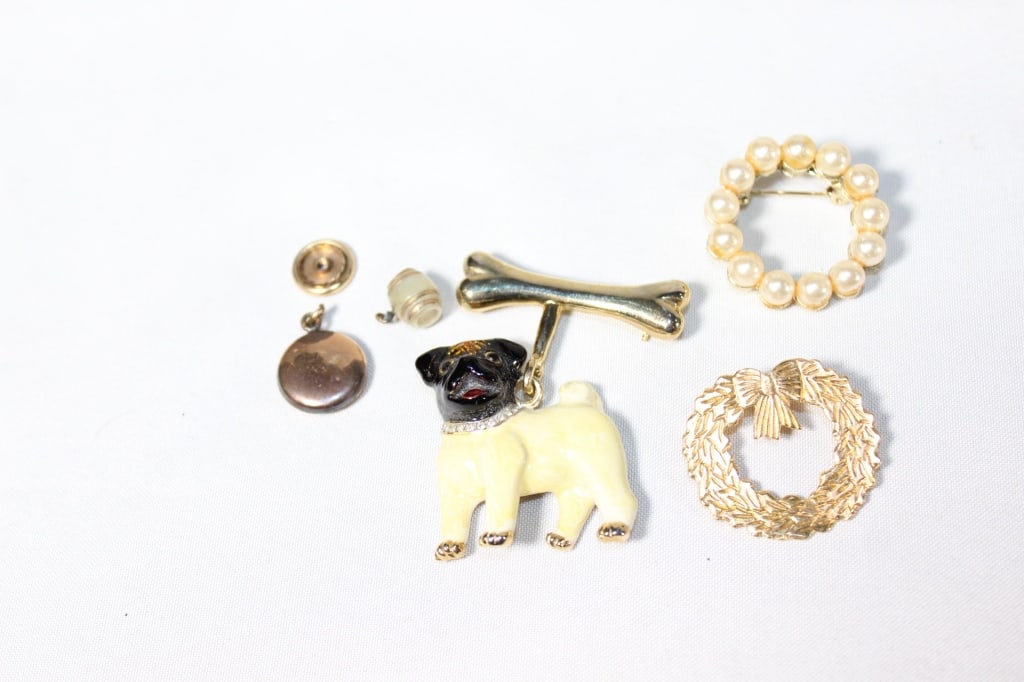 Lot of Vintage Jewelry - Dog Brooch, Locket etc (1 of 3)