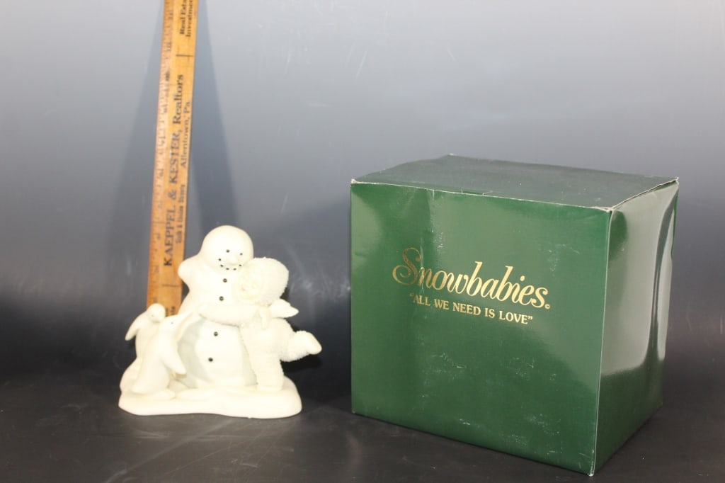 Snowbabies "All we need is love": Snowbabies Department 56 roughly 6 inches tall Good overall as pictured *Proceeds from this lot benefit the Rotary Club of Greater Gainesville (Fla.)
