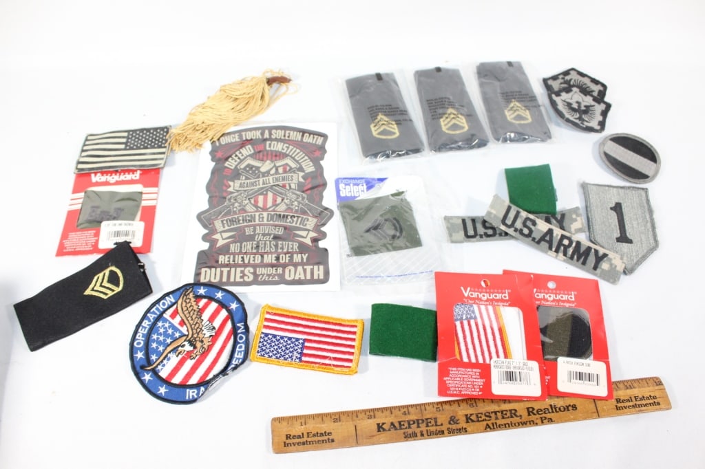 Large lot of Army Military patches-stickers: Some unopened Good overall as pictured