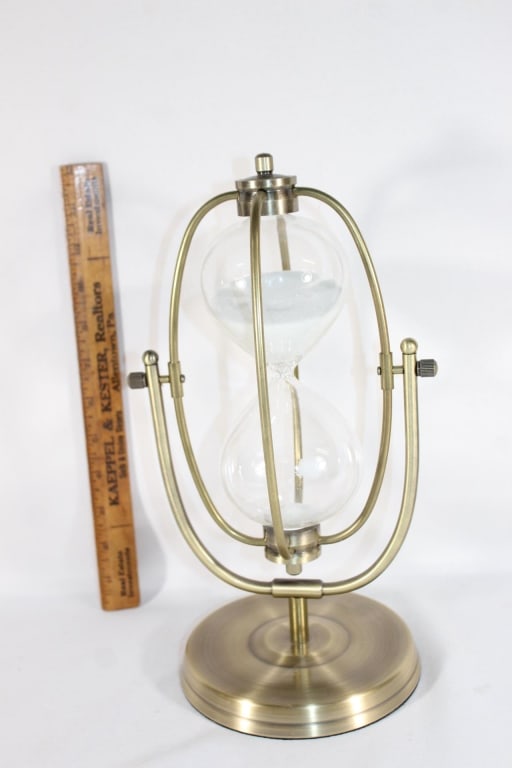 Brass Swivel MCM style 30 minute glass timer (1 of 3)