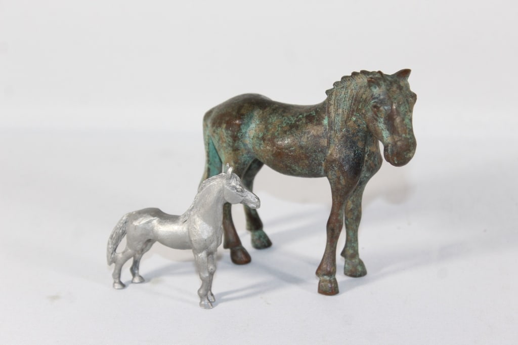 Cast Iron Horse & Spoontiques Pewter Horse: Good overall as pictured
