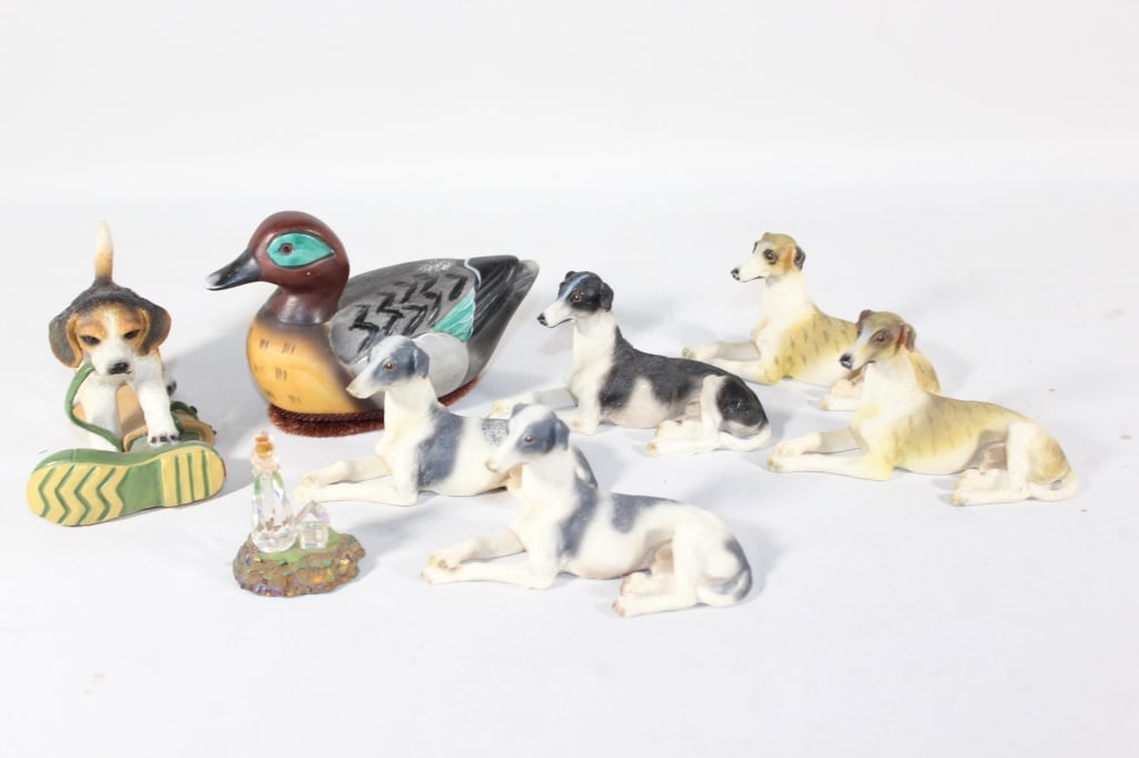 Mixed Lot of Knick-Knacks- Dogs, Duck, Lighthouse: Good overall as pictured