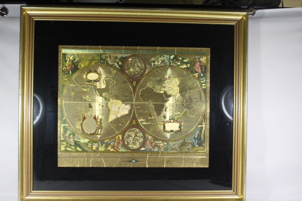 Gold Foil Map Nova Totius Framed (1 of 2)