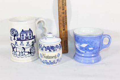 Currier Ives shaving mug,Metlox mug,