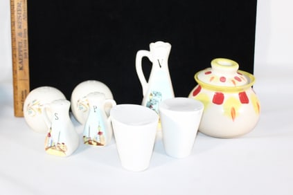 Three sets of VTG salt and pepper shakers,pottery