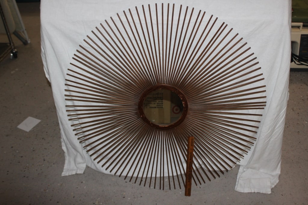 Large metal sun burst mirror wall hang: Good overall as pictured