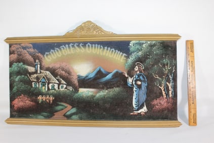 VTG God Bless our Home Felt picture
