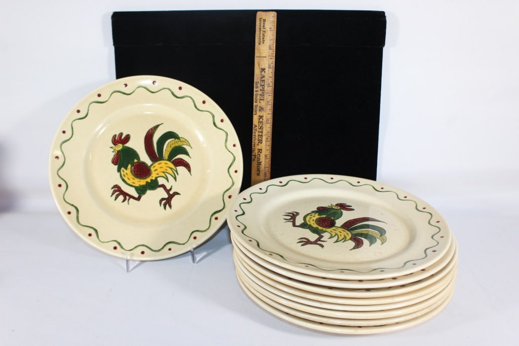 MCM 1950s Poppy Trail rooster dinner plates-9: Good overall as pictured